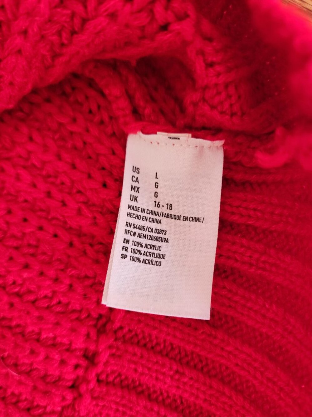 American Eagle Vintage Red Chunky Knit Jegging Sweater - Sz L - Picture 4 of 7